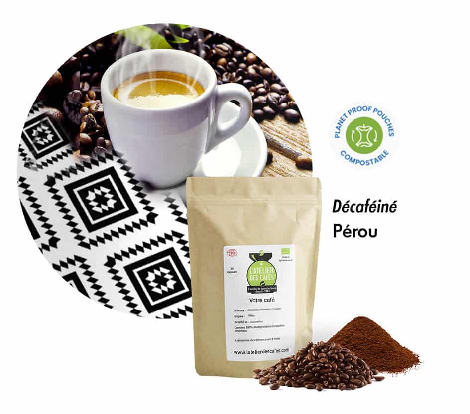 Cafe bio grains decafeine perou