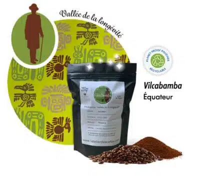 Café Vilcabamba d'Equateur, il contient des particules d'or